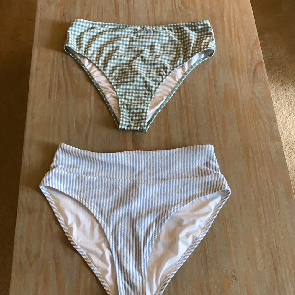 Shade & shore and old navy high bikini bottoms.